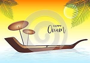 Snakeboat race in onam celebration card background