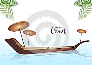 Snakeboat race in onam celebration card background