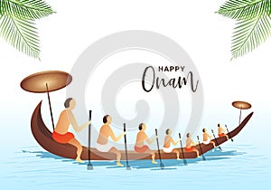 Snakeboat race in onam celebration card background