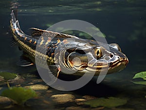 Snakehead fish in a pond