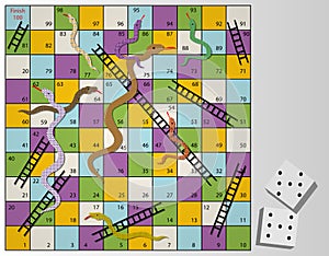 Snakes and ladders board game