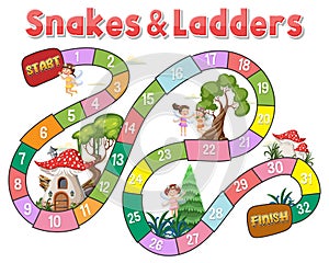 Snakes and ladders board game template