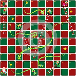 Snakes and Ladders Game Christmas version.