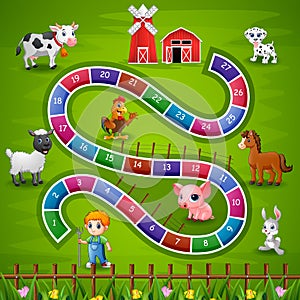 Snakes and ladders game farm theme