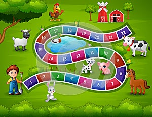 Snakes and ladders game farm theme