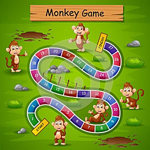 Snakes and ladders game monkey theme