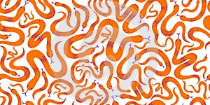 Snakes seamless textile, vector background with a lot of serpents endless texture, stylish fabric or wallpaper design, dangerous