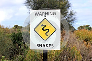 Snakes warning sign in bushland