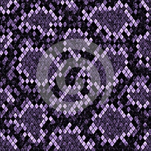 Snakeskin seamless pattern. Black and purple reptile repeating texture