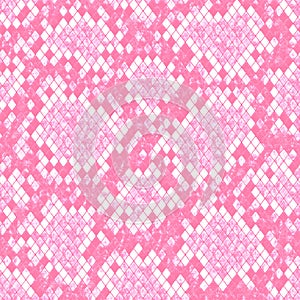 Snakeskin seamless pattern. Pink and white reptile repeating texture