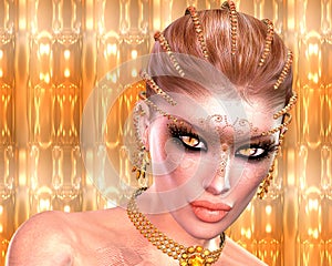 Snakeskin woman. A fantasy digital art image of a magical woman.