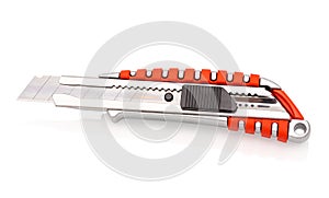 Snap blade utility knife, paper or box cutter  on white background with shadow reflection - clipping  path.