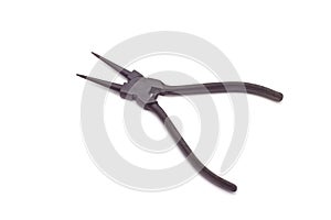 Snap ring pliers on white background