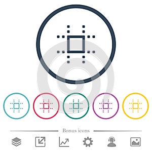 Snap to grid flat color icons in round outlines