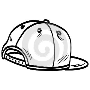 Snapback Hat Cap Backward Doodle Drawing Vector Illustration photo