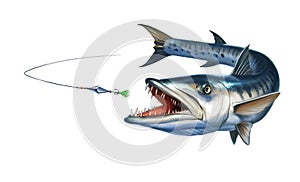 Barracuda fish attack fish bait jigs and stakes spoon bait.