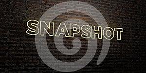 SNAPSHOT -Realistic Neon Sign on Brick Wall background - 3D rendered royalty free stock image