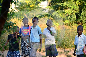 Snapshot of school children passing by