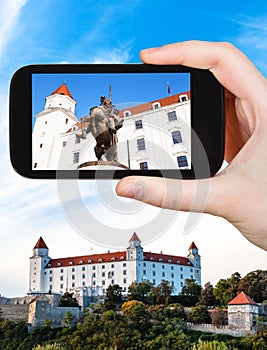Snímek sochy na Bratislavském hradě