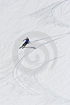 Snapshot of a woman skiing