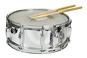 Snare drum and sticks isolated