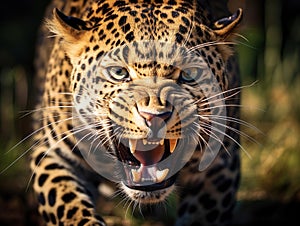 Snarling leopard