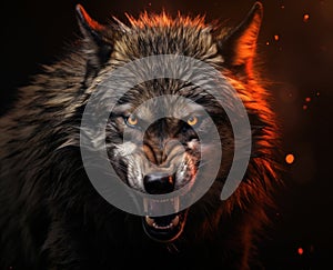 Snarling Wolf in Hyper-Realistic Graph AI Generated