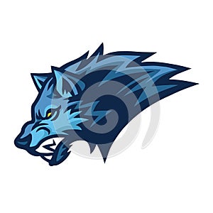 Snarling Wolf Logo of Sports Mascot Design Vector Illustration