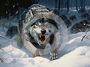 Snarling wolf