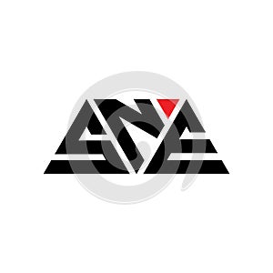 SNE triangle letter logo design with triangle shape. SNE triangle logo design monogram. SNE triangle vector logo template with red