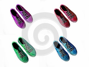 Sneaker colorful shoes natural leather for women ,spring summer collection brand shoes  lilac,red,green,yellow,blue, collage