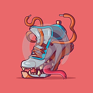 Sneaker monster character vector illustration.