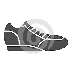 Sneaker solid icon, sport concept, Running shoe symbol on white background, fitness sneakers icon in glyph style for