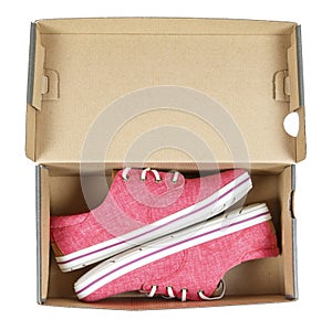 Sneakers in box isolated on a white background.