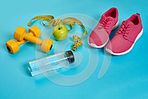 Sneakers, centimeter, green apple, weight loss, running, healthy