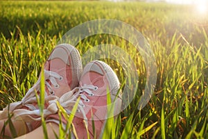 Sneakers in grass