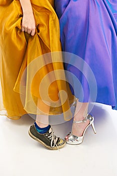 Sneakers and High Heels in Prom Dresses