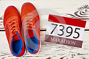 Sneakers and participant number.