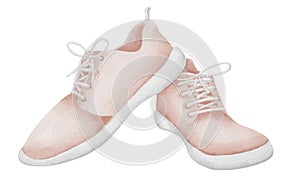 Sneakers for running and Sports. Hand drawn watercolor illustration of jogging Shoes on white isolated background