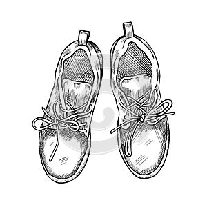 Sneakers for running and Sports. Vector illustration of jogging Shoes on isolated background. Drawing of trainers for