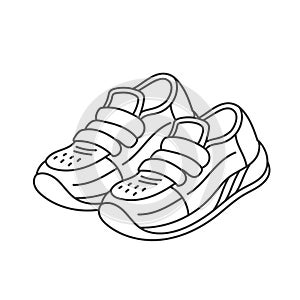 Sneakers shoe. Trainers for man. Editable stroke. Line icon.