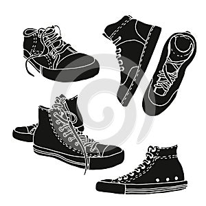 Sneakers sketch vector set