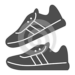 Sneakers solid icon, Gym concept, Running shoes sign on white background, sport footwear icon in glyph style for mobile