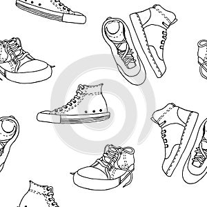 Sneakers vector seamless pattern