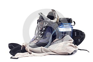 Sneakers with water bottle