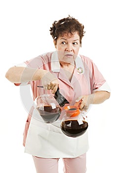 Sneaky Waitress Switches Coffee photo