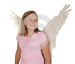 Sneaky young girl with angel wings