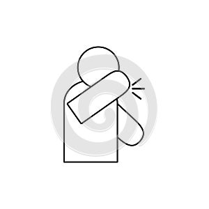 Sneeze into elbow - infographic, icon. Vector icon. Warning prohibition sign in a red circle - element for your design.