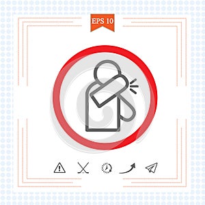 Sneeze into elbow - infographic, icon. Warning prohibition sign in a red circle. eps 10.