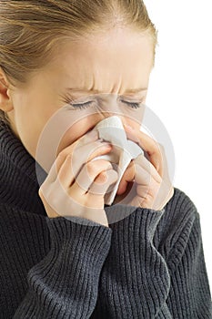 A sneezing woman photo